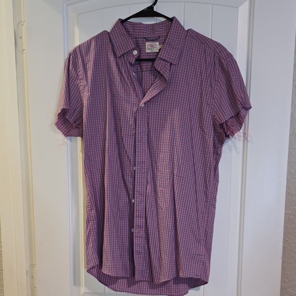 Faherty‎ Short Sleeve Button Down- Distressed Sleeves